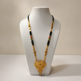 Traditional Black Bead Mangalsutra with Ornamental Heritage Pendant