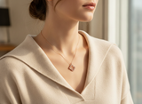 Rose Gold Crystal Clover Pendant Necklace for Women