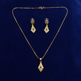Luxury CZ Diamond Shape Pendant Necklace & Earrings Set
