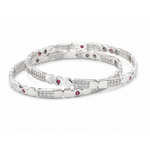 925 Silver Geometric Ruby & Cubic Zirconia Bangles