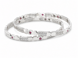 925 Silver Geometric Ruby & Cubic Zirconia Bangles