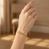 NXGOLD Premium Double Layer Oval Stone Bracelet
