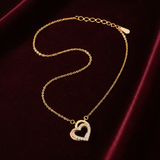 Forever Love Crystal Open Heart Pendant Necklace