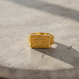 Royal Bloom Heritage Gold Statement Ring for Men