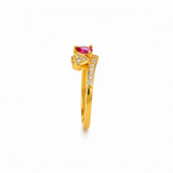 NXGOLD Romantic Heart & Pear Cut Ruby Stone Ring for Women