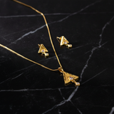 Triangle Sparkle Pendant Necklace Set for Women