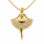 Premium Ballerina Pendant Necklace with CZ Stones