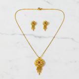 Traditional Star Design Pendant Necklace & Matching Tassel Earrings Set for Women