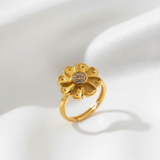 Luxury Floral Adjustable Finger Ring for Women