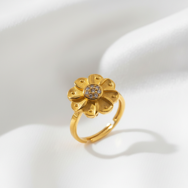 Luxury Floral Adjustable Finger Ring for Women