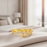 Elegant Wave Infinity Stone Studded Ring for Women