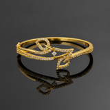 Luxury Leaf Swirl CZ Open Kada Bracelet for Women