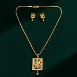 NXGOLD Premium Square Leaf Pendant Necklace & Earrings Set