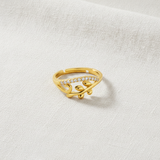 NXGOLD Nature Inspired Leaf Open Ring with Cubic Zirconia