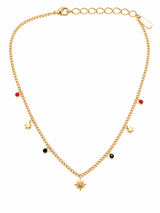 Dainty Star Charm Necklace with Colorful Crystal Beads
