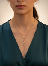 Elegant Rose Gold Triple Butterfly Tassel Pendant Necklace