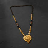 NXGOLD Royal Heritage Black Bead Mangalsutra with Antique Peacock Pendant
