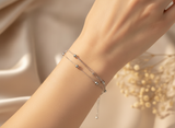 925 Sterling Silver Double Layer Bead Bracelet for Women