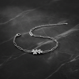 Elegant Twin Daisy Cubic Zirconia 925 Sterling Silver Bracelet for Women & Girls