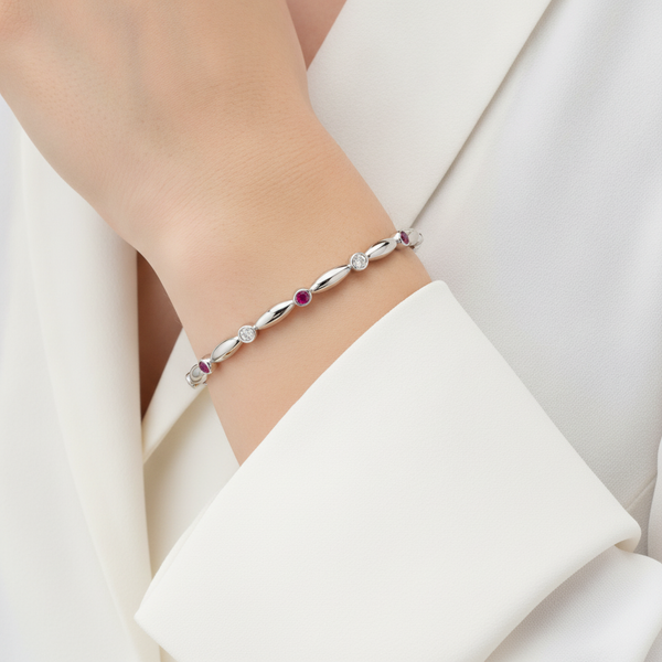 92.5 Silver Premium Bangles with Ruby & Cubic Zirconia