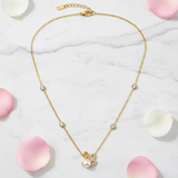 Graceful Swan Pearl Necklace with Sparkling CZ Stones