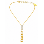 Elegant Crystal Bar & Pearl Drop Pendant Necklace