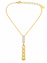 Elegant Crystal Bar & Pearl Drop Pendant Necklace