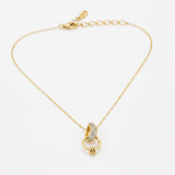 Golden Crystal Link Pendant Necklace for Women