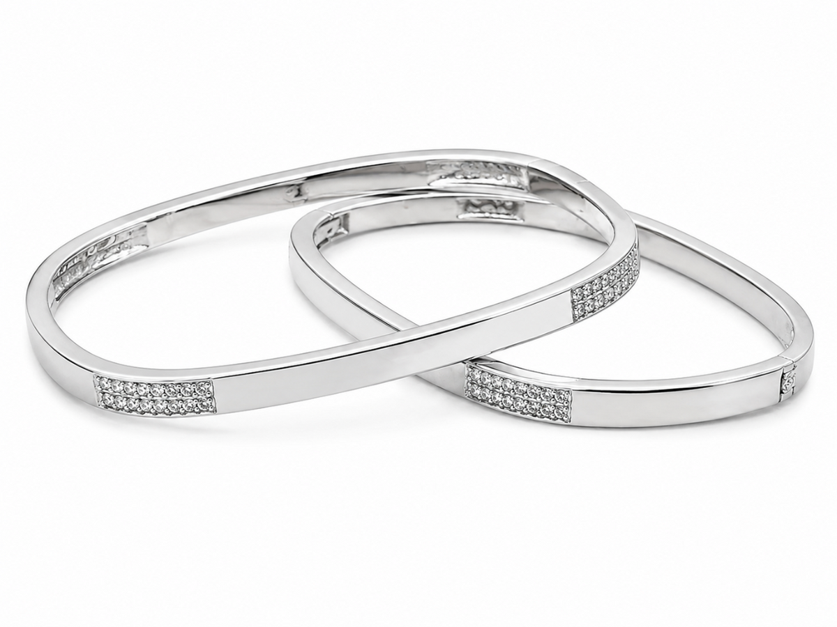 925 Silver Square CZ Bangles for Women
