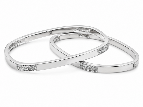 925 Silver Square CZ Bangles for Women