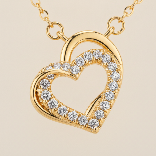 Forever Love Crystal Open Heart Pendant Necklace