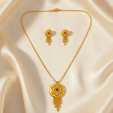 Traditional Star Design Pendant Necklace & Matching Tassel Earrings Set for Women