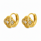NXGOLD Floral Gold Plated Hoop Earrings for Women & Girls