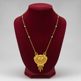Traditional Black Bead Mangalsutra with Antique Floral Pendant