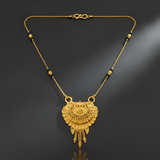 Traditional Black Bead Mangalsutra with Antique Floral Pendant