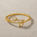 Luxury Leaf Swirl CZ Open Kada Bracelet for Women