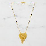 Traditional Black Bead Mangalsutra with Antique Floral Pendant