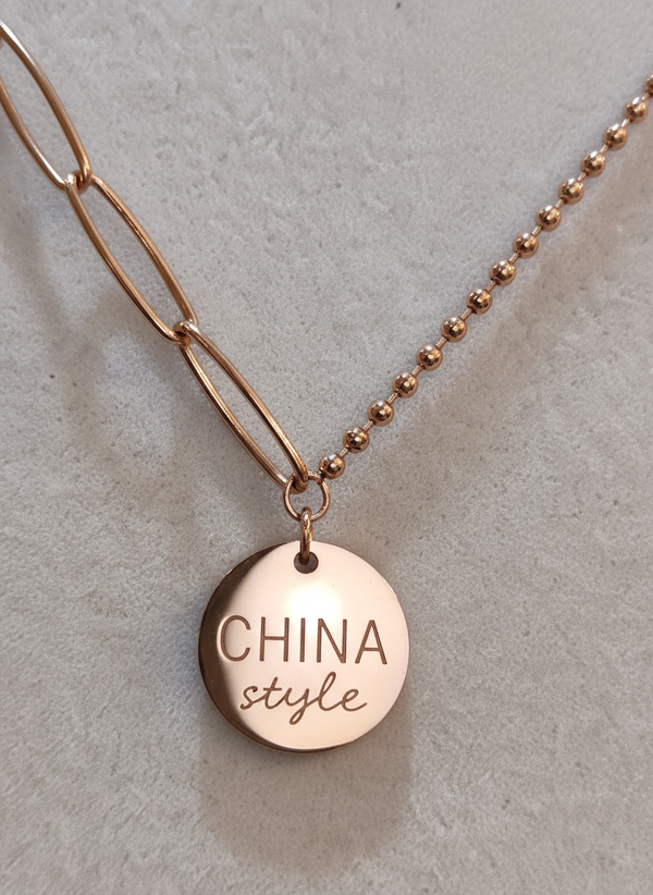 Elegant Rose Gold Asymmetrical Chain Pendant Necklace