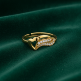 Designer Heart Wing Open Ring with Cubic Zirconia