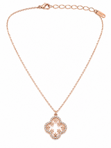 Rose Gold Crystal Clover Pendant Necklace for Women