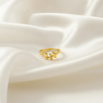 NXGOLD Nature Inspired Leaf Open Ring with Cubic Zirconia