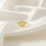 NXGOLD Nature Inspired Leaf Open Ring with Cubic Zirconia