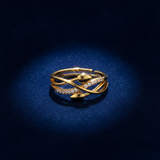 NXGOLD Infinity Leaf CZ Adjustable Ring for Women