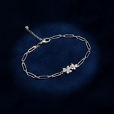 Elegant Twin Daisy Cubic Zirconia 925 Sterling Silver Bracelet for Women & Girls
