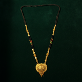 NXGOLD Royal Heritage Black Bead Mangalsutra with Antique Peacock Pendant