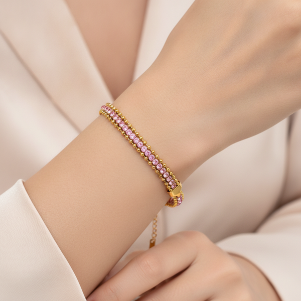 NXGOLD Designer Pink Cubic Zirconia Bracelet for Girls & Women