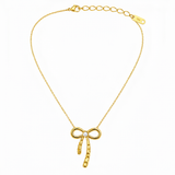Minimalist Gold Bow & Pearl Necklace for Women