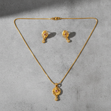 Radiant Ruby Halo Pendant Necklace Set
