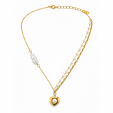 Divine Grace Pearl Heart Necklace Gold Faith & Love Pendant for Women