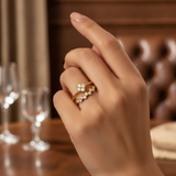 Designer Double Layer Floral CZ Ring for Women
